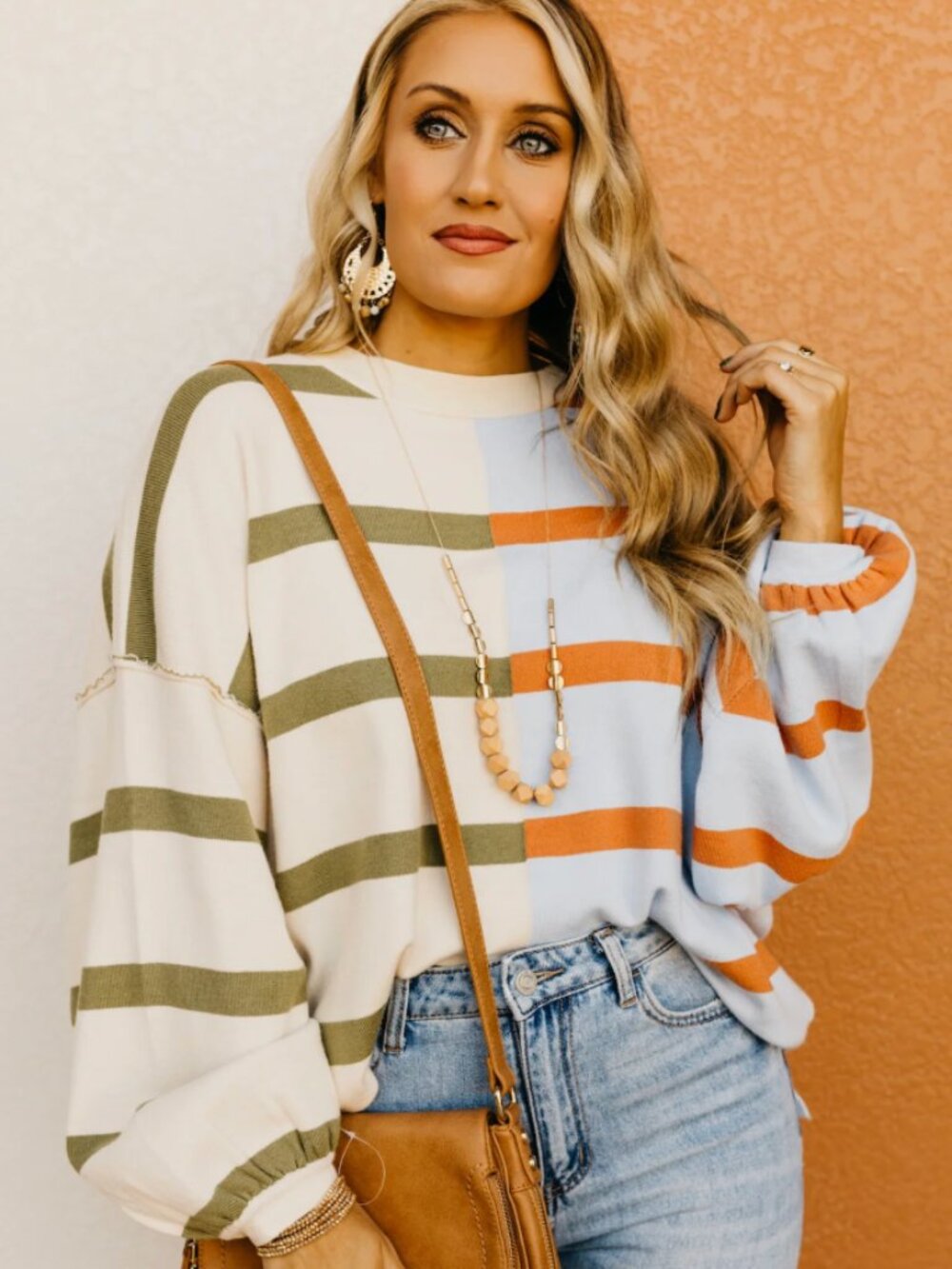 Color-blocked Striped Sweater - Size M